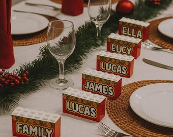 Personalised Christmas , wedding , party Lego Name Bricks Holiday Table Placeholders , Christmas ,guest name tags
