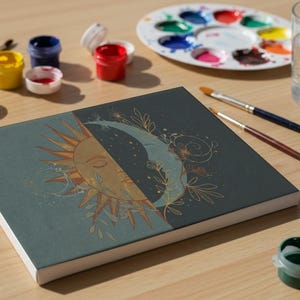 DIY Malen nach Zahlen, Sonne und Mond Malen nach Zahlen Kit - Acryl Himmlische Leinwand, Wohndekor, Astrologie Färbung Kit, Geschenk für Erwachsene