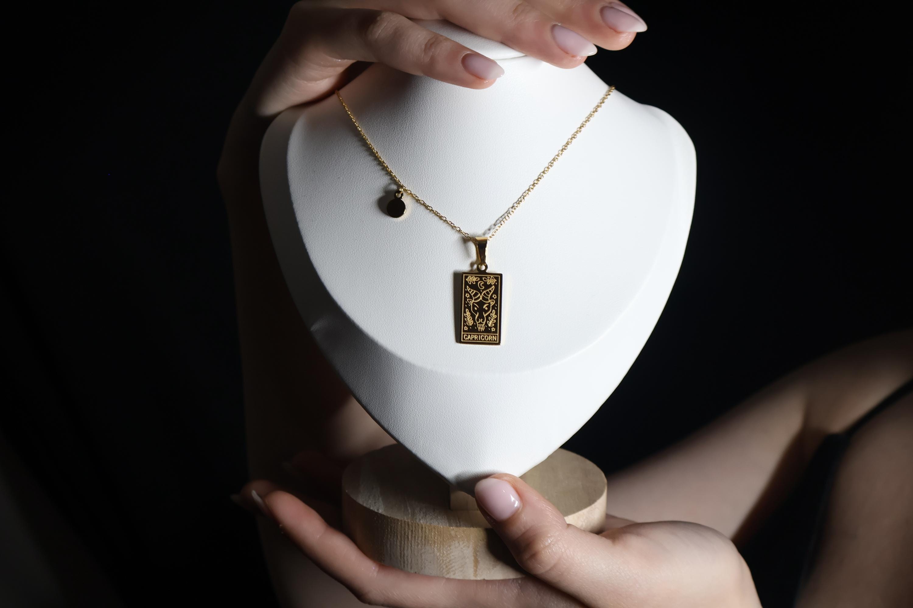 18K Gold Plated Capricorn Zodiac Necklace: Stainless Steel