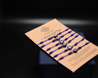 Pulsera de 7 Nudos para el Ojo Maligno: Cordón Protector Ajustable - Joyería Espiritual