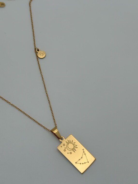 18K Gold Plated Capricorn Zodiac Necklace: Stainless Steel