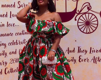 Off-Shoulder African Print Maxi Dress: Ankara Cotton, Plus Size
