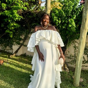 white and gold pregnancy dress Angel Maternity Roxy Lace Baby Shower Dress