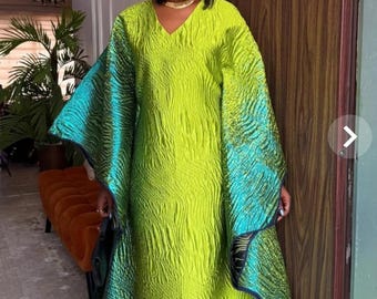 African boubou dress, Brocade kaftan for mother of the bride, Church dresses, formal dress, Plus size Christmas party dress with headwrap