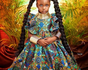 African print dress for girls,African Girls Dress for Pageant,African birthday dress for photoshoot,African clothing for girls