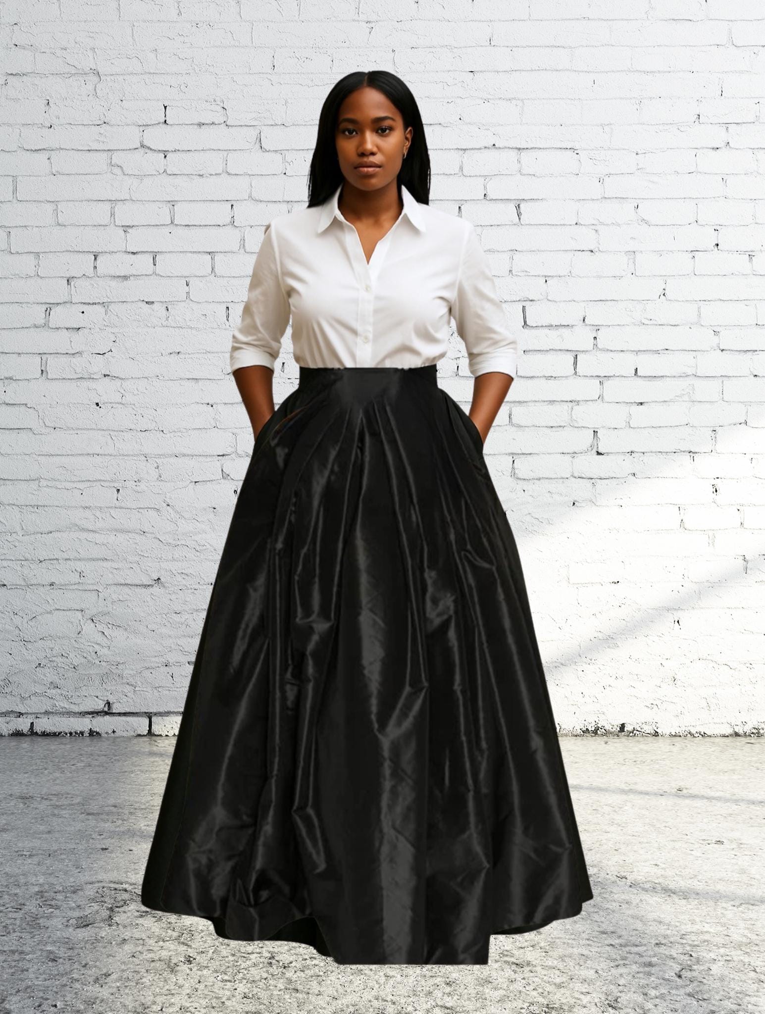 Black circle skirt, formal long skirts: custom made full ball skirts for church, dinner, christmas party wedding. Duchess silk fabric