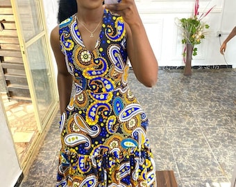 African dress| Mini Dress with Pockets| summer dress| Plus Size African clothing for women| short Dress| Ankara short dress