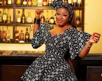 Tribal print Ankara Mini Dress with Pockets: Plus Size African clothing for women, Summer Dress