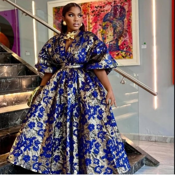 brocade maxi dress Dries Van Noten Debant Dress in Blue