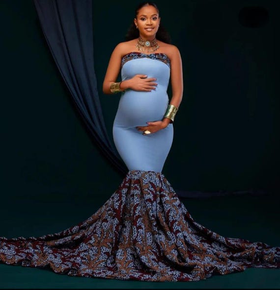African print maternity dress with headwrap: Ankara baby shower outfit for pregnancy photoshoot African print maternity dress with headwrap: Ankara baby shower outfit for pregnancy photoshoot