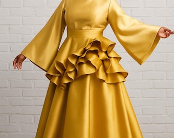 Plus size mother of the bride outfit: Formal long skirt and top set, plus size wedding guest outfit, mother of the groom dress, church dress