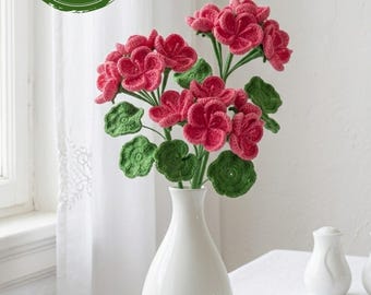 Gehaakt geraniumpatroon (pdf), zelfstudie realistische bloemen, digitale download