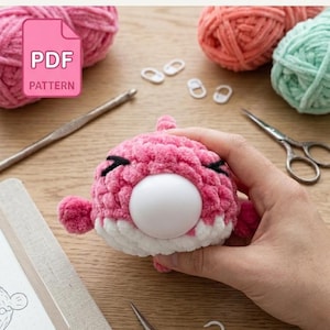 Patrón de crochet para pez regordete amigurumi / Pelota antiestrés apretable (patrón PDF)