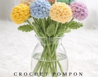 Patrón de flor de pompón de ganchillo en PDF - Descarga instantánea