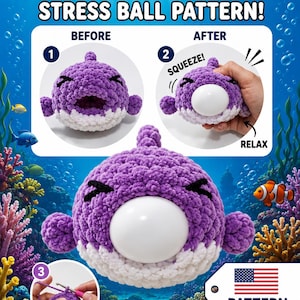 Amigurumi Chubby Fish Crochet Pattern | Squeezable Stress Ball (PDF Pattern)