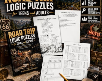 Road Trip Logic Puzzles PDF for Teens and Adults, Travel Brain Teasers Printable