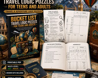 Bucket List Travel Logic Puzzles for Teens Adults Printable PDF Logic Grid