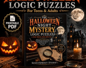 Halloween Logic Puzzles PDF for Teens Adults, Mystery Logic Grid Brain Teasers