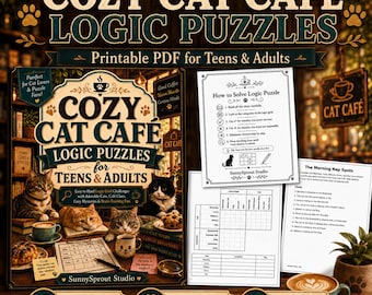 Cozy Cat Café Logic Puzzles PDF, Teen & Adult Logic Grid Brain Games