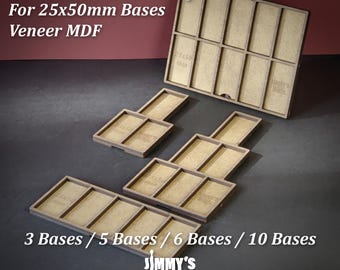 Veneer MDF Movement Tray for 25mmx50mm Rectangle Bases for 3 / 5 / 6 / 10 models