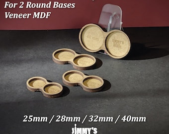 Veneer MDF Movement Tray for 2 Round Bases for 25mm / 28mm / 32mm / 40mm