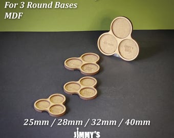 MDF Movement Tray for 3 Round Bases for 25mm / 28mm / 32mm / 40mm