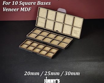 Veneer MDF Movement Tray for 10 Square Bases for 20mm / 25mm / 30mm