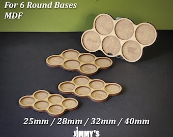 Bandeja de Movimiento MDF para 6 Bases Redondas de 25 mm / 28 mm / 32 mm / 40 mm