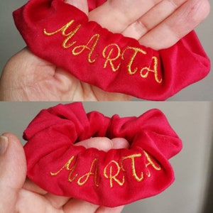 Scrunchies elastici per capelli colorati personalizzati ricamati col nome o senza immagine 4