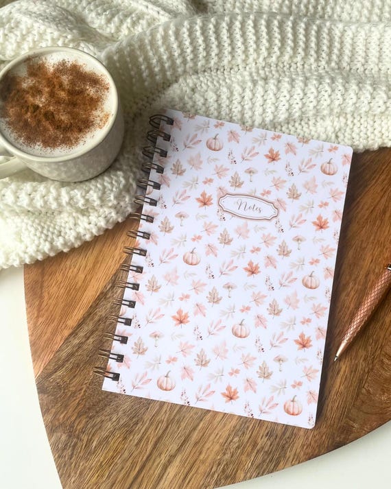 Carnet de notes automnal format A5, cahier ligné fait main automne, 50 pages lignées, carnet d'écrivain, prise de notes bullet journal