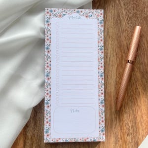 To do list florale style liberty fait main - bloc-notes de tâches quotidiennes - organisation - liste de courses - grocery list - notepad