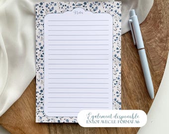 Blocco note A5 a righe fatto a mano in stile cottagecore floreale - taccuino romantico A6 - accessorio da scrivania - lista delle cose da fare - organizzazione