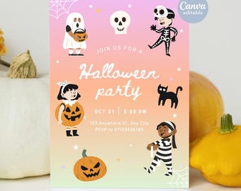 Editable Halloween Party Invitation Template, Halloween Birthday Invite, Fun Halloween Invitation, Halloween party invite, Let's Get Spooky