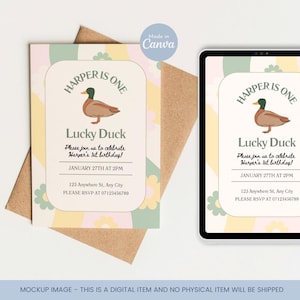 Duck Theme First Birthday Party Invite, Duck Birthday Invite, Birthday Party Invite, Duck Birthday Party Invite, 1st Birthday Invitation