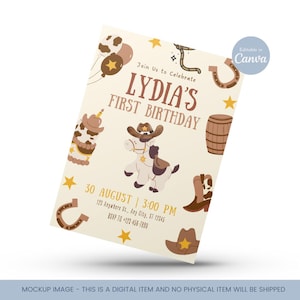 Editable Western Kids Birthday Invite, Cowboy Theme Birthday Invite, Western Birthday Party, Kids Birthday Invite, Cowgirl Party Invite