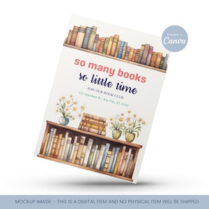 Editable Book Club Invitation Template, Book Club Meeting Invite, Printable Book Club Invite, Canva Book Club Template, Book Lover Theme
