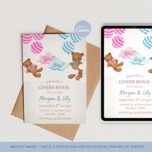 Editable Gender Reveal Invitation Template, Custom Gender Reveal Invite, Gender Reveal Invitation, Gender Reveal Supplies, Reveal Party
