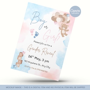 Editable Gender Reveal Invitation Template, Custom Gender Reveal Invite, Gender Reveal Invitation, Gender Reveal Supplies, Reveal Party