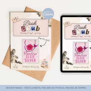 Editable Book Club Invitation Template, Book Club Meeting Invite, Printable Book Club Invite, Canva Book Club Template, Book Lover Theme