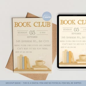 Editable Book Club Invitation Template, Book Club Meeting Invite, Printable Book Club Invite, Canva Book Club Template, Book Lover Theme