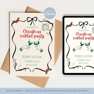 Editable Christmas Party Invitation Template, Custom Cocktail Party Invite, Christmas Party Invite, Dinner Guest Invite, Xmas Party Invite