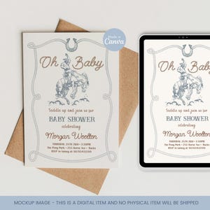 Editable Rodeo Baby Shower Invitation Template, Custom Baby Shower Invite, Country Shower Invitation, Baby Shower Supply, Rodeo Baby Shower