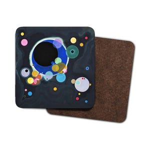Kandinsky Style Abstract Circle Coasters: Modern Art Home Decor, Set of 4