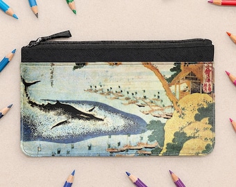 Hokusai Pencil Case – Whaling off Goto Art Pouch, Japanese Print Gift