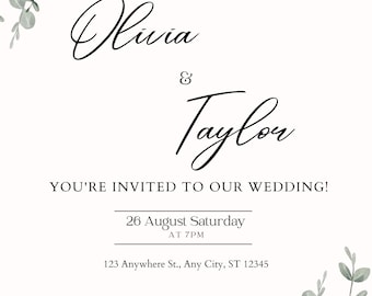 SAVE THE DATE | Digital Wedding Invitation Template | Instant Download | Hand Drawn Email