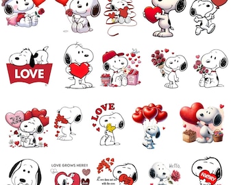 Snoopy Valentine's Day PNG / Snoopy Love SVG PNG Bundle / Clipart de San Valentín (Descarga digital)