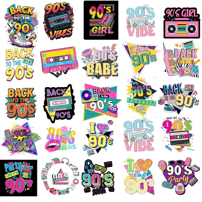 90s Retro Clipart Bundle: PNG & SVG Files (instant Download) - Etsy