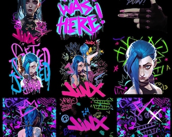 Jinx Graffiti Clipart Bundle: League of Legends PNG SVG for Cricut (Digital Download)