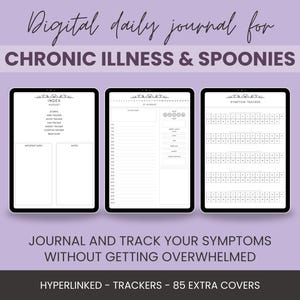 Digital Chronic Illness/Spoonie Journal Daily Journal, Symptom tracker, Energy & Pain tracker, Chronic Pain, Fibromyalgia, Invisible illness