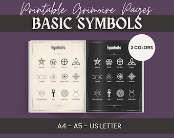 Beginner Witchcraft Grimoire Pages: Basic Symbols (Digital Download, PDF Files A4/A5/US Letter)